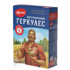 Увелка Хлопья овсяные "Геркулес Богатырский 15мин." 500г