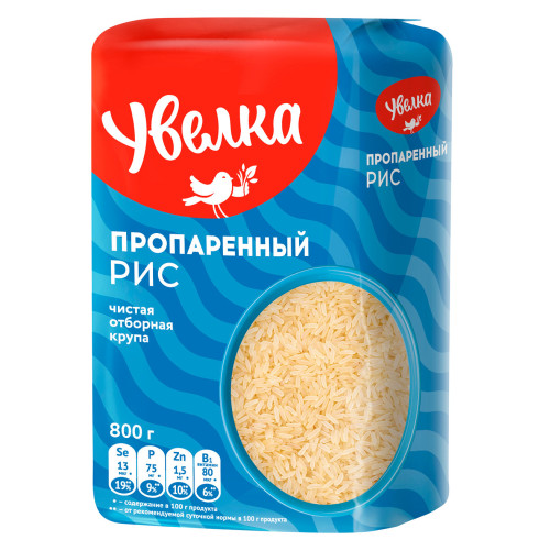 Увелка Крупа Рис длиннозерн. пропарен. 800г