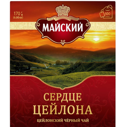 Чай Майский Сердце Цейлона черный, 1,7г*100пак.