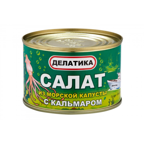 Салат из морской капусты с кальмаром б№6,220г.  Делатика